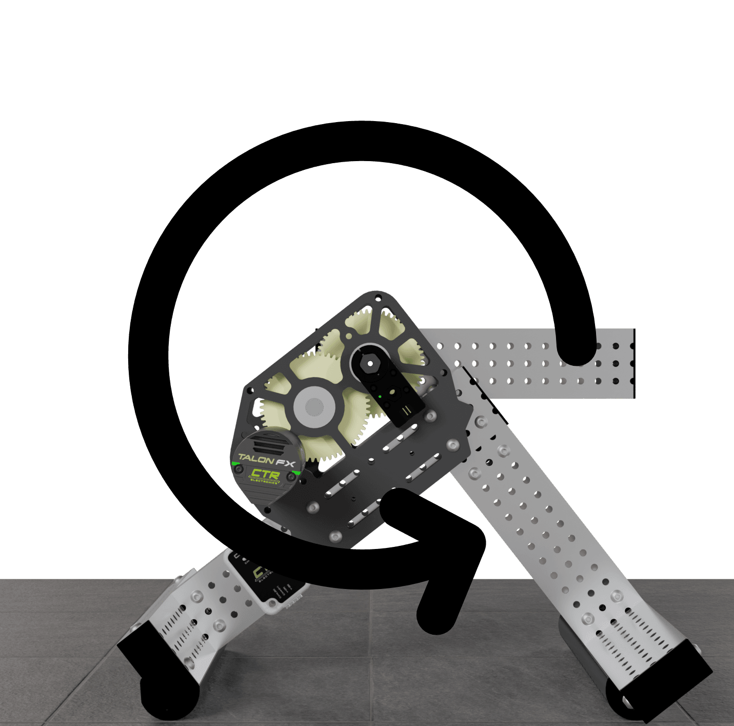 Arrow showing the counterclockwise rotation direction with the device facing you
