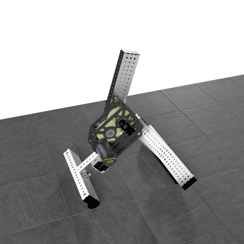 Competition robot arm with rotational joint controlled by CTRE Kraken motor, demonstrating position control for FRC scoring mechanisms